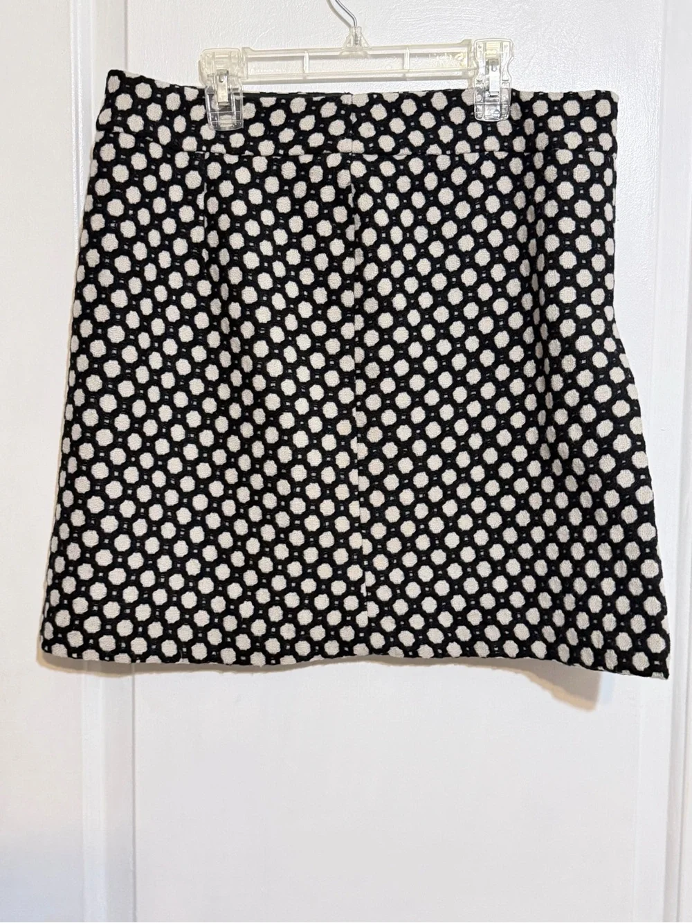 Boden Wool Black and White Mini Skirt with Polka Dot Pattern 14R